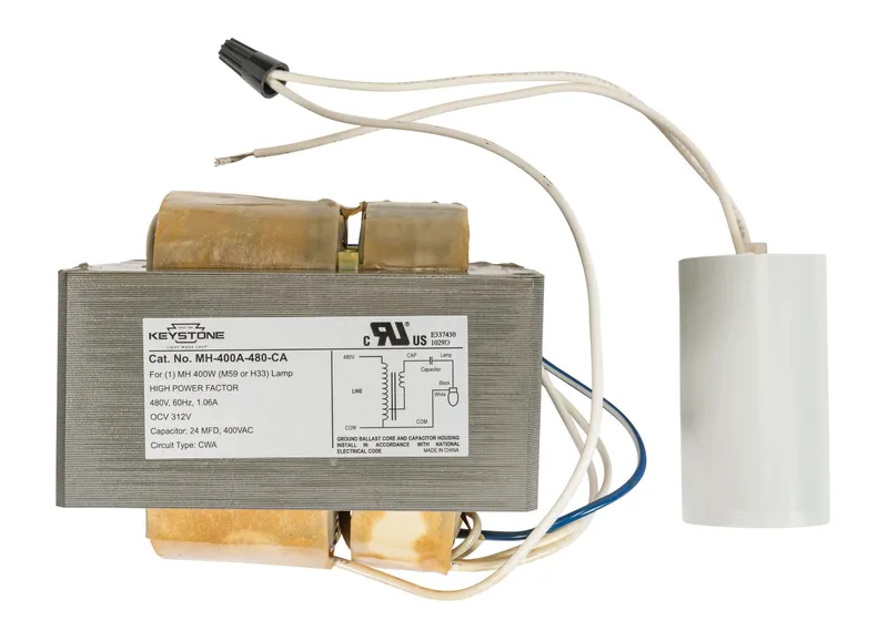 400W Metal Halide, 480V Single Tap, Ballast Kit with: Capacitor, mounting hardware. Included ballast: MH-400A-480-CA