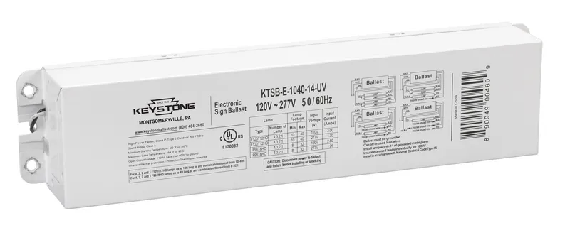 Electronic Sign Ballast, 10-40 Feet, 1-4 Lamps, 120-277V, Revised Wiring