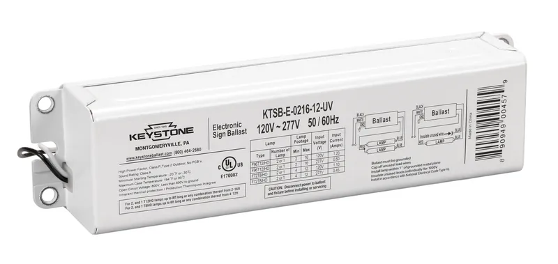 Electronic Sign Ballast, 2-16 Feet, 1-2 lamps, 120-277 V