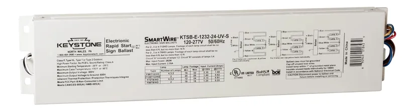 Electronic Sign Ballast, Series Wiring, 12-32 lamp load, 2-4 lamps, 120-277V Input