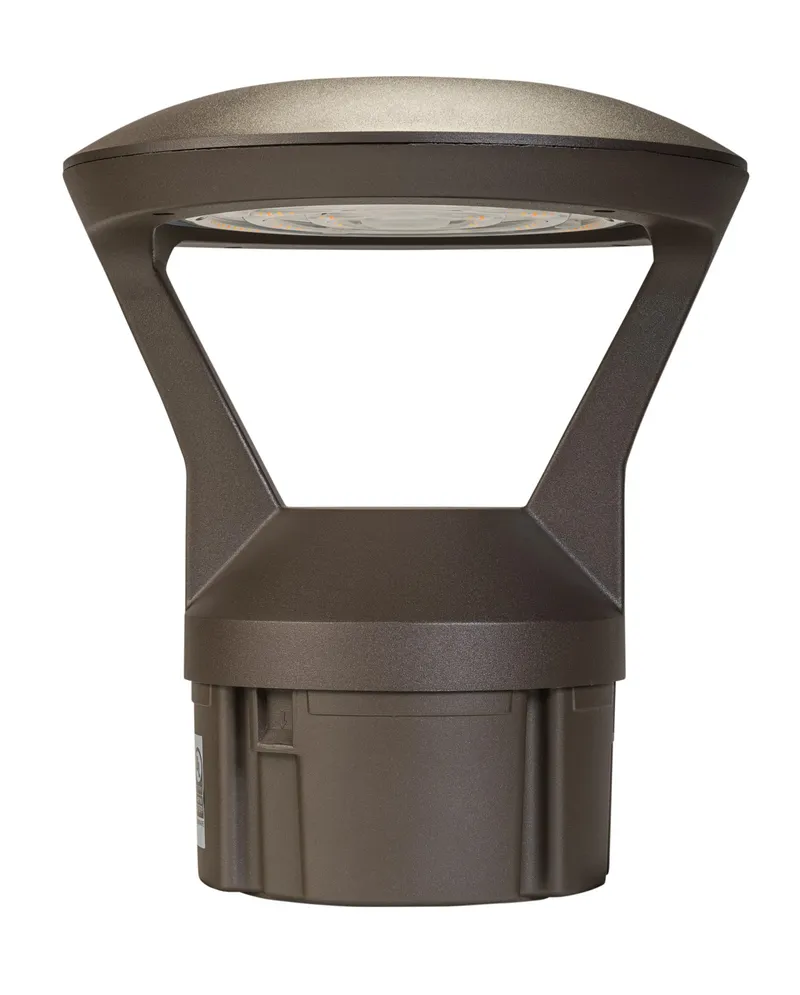 Decorative bollard head. Power Select 24/19/14W. Color Select 30/40/50K. Built-in photocell. 120-277V input. Bronze. Used on KT-BLED-6R-UNV-KIT bollard base