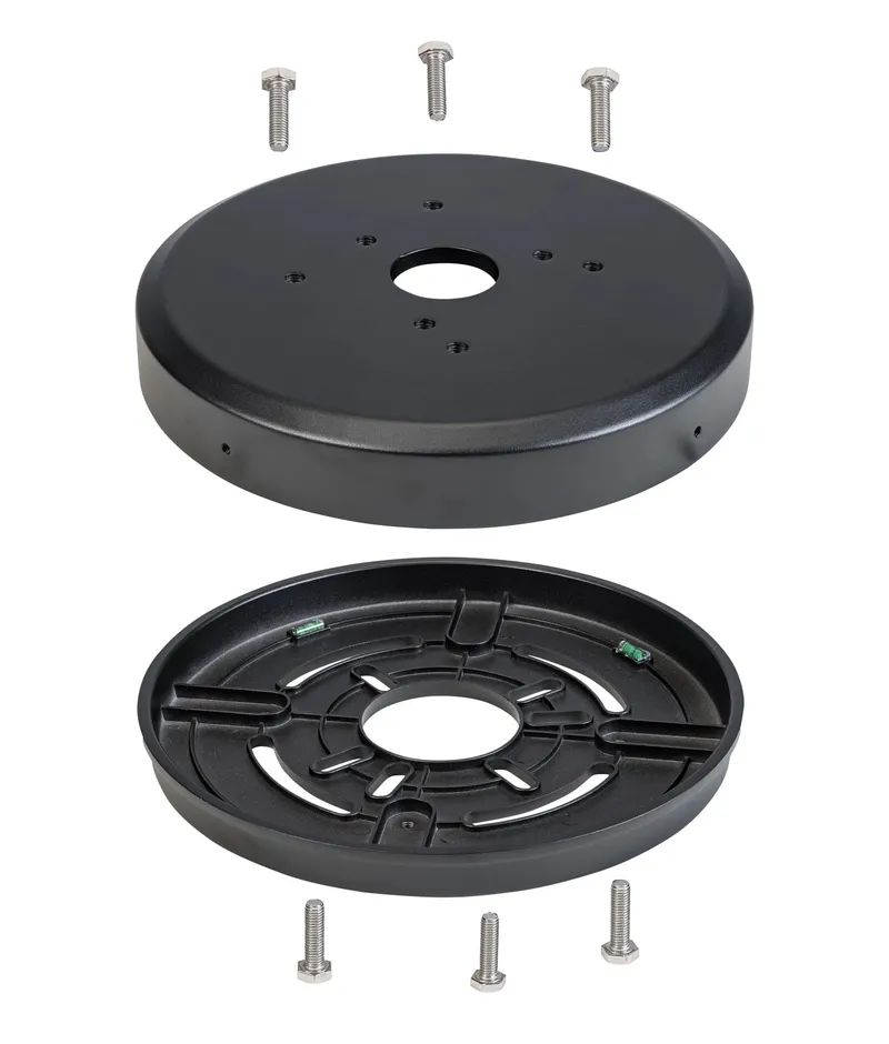 Retrofit plate. Includes adaptor and cover. Black. Used with legacy 8in bollards