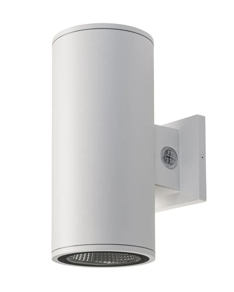 6in wall mount cylinder. Power Select 36/28/21W. Color Select 30/40/50K. Built-in photocell. 120-277V input. Direct and indirect optional. Includes 25deg, 40deg, and 60deg reflectors. White