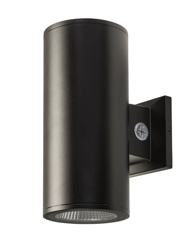 6in wall mount cylinder. Power Select 36/28/21W. Color Select 30/40/50K. Built-in photocell. 120-277V input. Direct and indirect optional. Includes 25deg, 40deg, and 60deg reflectors. Black