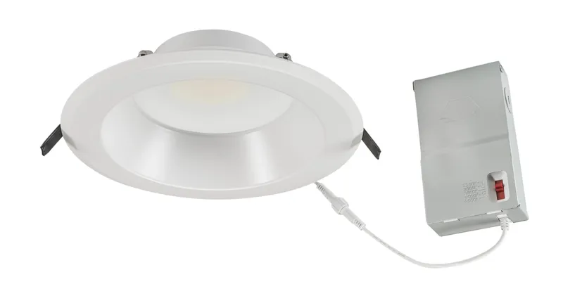 8in Circular LED Recessed Downlight feat. Color Select, 23W, 2700/3000/3500/4000/5000K, 90CRI, 120V Input, Phase Dimming, Remote Driver