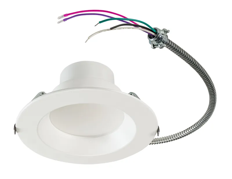 8in Circular LED Commercial Downlight feat. Power Select and Color Select | 30/27/23/20/16W | 120-277V Input | 2700/3000/3500/4000/5000K | 90CRI | Combination Dimming (Forward Phase (TRIAC) Reverse Phase (ELV) & 0-10V)