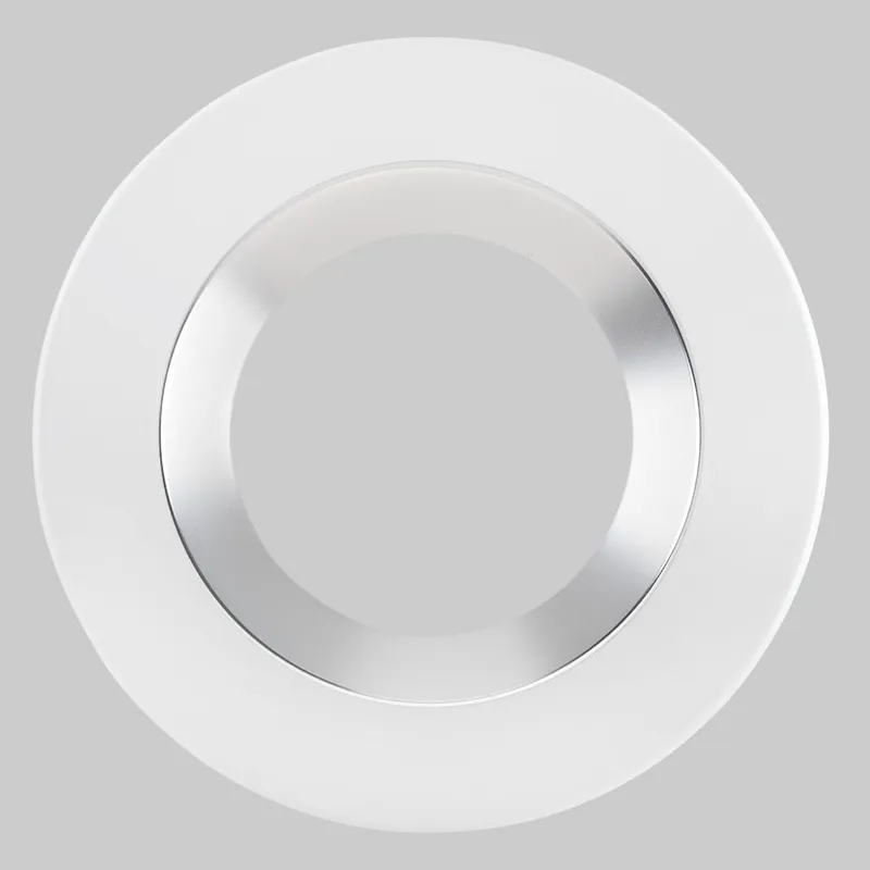 6in Hazy Chrome Reflector with White Flange Trim for Commercial Downlights