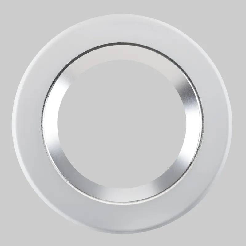 4in Hazy Chrome Reflector with White Flange Trim for Commercial Downlights