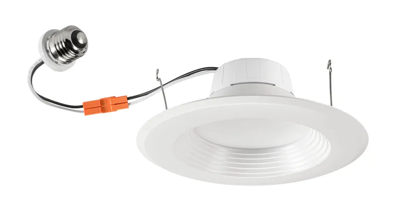 6in Baffle Circular LED Commercial Downlight feat. Power Select and Color Select. 14/10/8W, 120V Input, 2700/3000/3500/4000/5000K, 90CRI, TRIAC Dimming, E26 Adapter Included