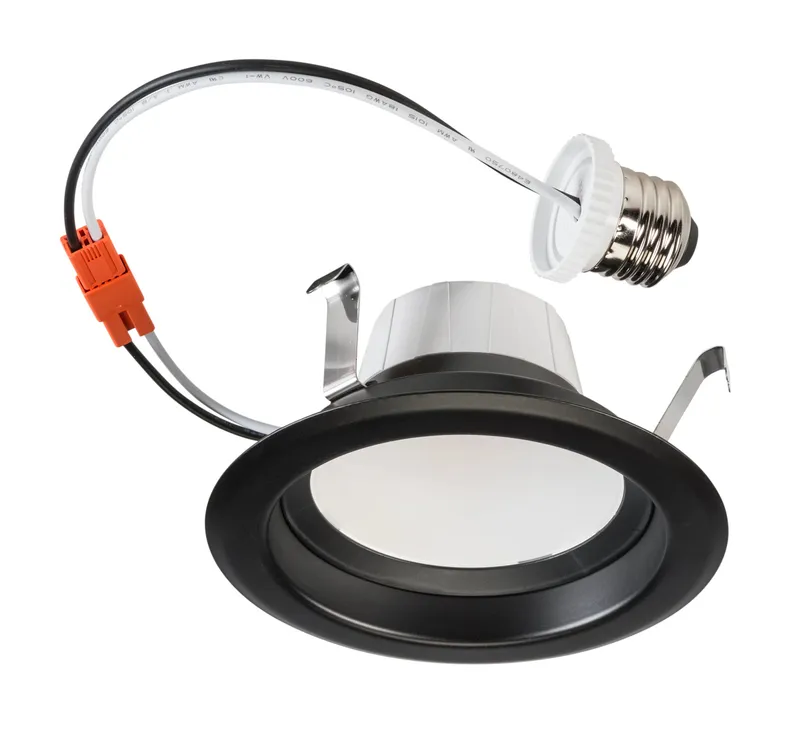 4" Circular LED Residential Retrofit | Black Trim | 8W | Color Select 2700/3000/3500/4000/5000K | TRIAC Dimming | Quick Disconnect E26 Base