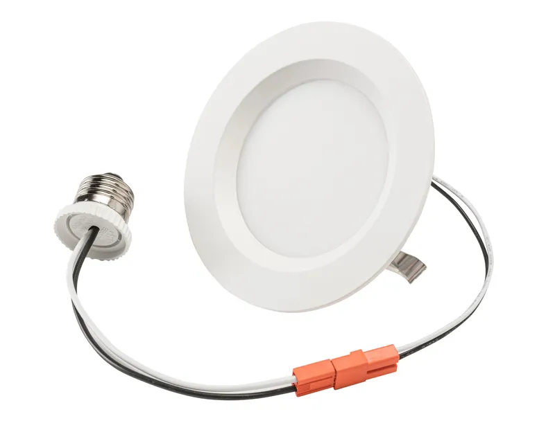 4" LED Regressed Smooth Wafer Downlight Retrofit | Power Select 10/8/6W | Color Select 2700/3000/3500/4000/5000K | TRIAC Dimming | Quick Disconnect E26 Base