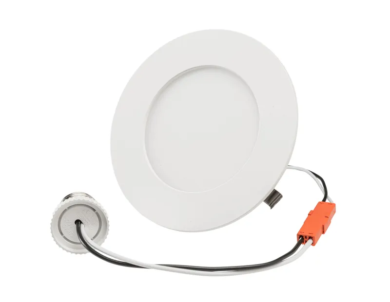 4" LED Slim Wafer Downlight Retrofit | Power Select 10/8/6W | Color Select 2700/3000/3500/4000/5000K | TRIAC Dimming | Quick Disconnect E26 Base