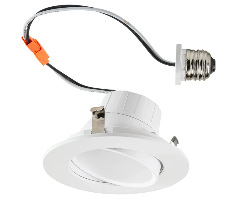 4in Circular LED Residential Retrofit Gimbal feat. Color Select, 120V Input, 8W, 2700/3000/3500/4000/5000K, 90CRI, TRIAC Dimming, E26 Adapter Included