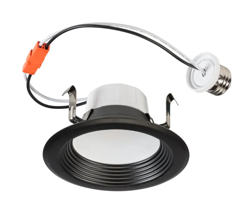 4" Baffled Circular LED Residential Retrofit | Black Trim | 8W | Color Select 2700/3000/3500/4000/5000K | TRIAC Dimming | Quick Disconnect E26 Base