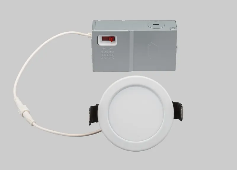 Fire Rated 3in Circular LED Slim Wafer Downlight | Color Select | 6.5W | 2700/ 3000/ 3500/ 4000/ 5000K | 90CRI | 120V Input | Phase Dimming | Remote Driver