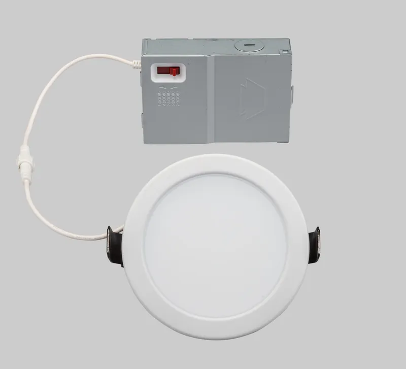 Fire Rated 4in Circular LED Slim Wafer Downlight | Color Select | 11W | 2700/ 3000/ 3500/ 4000/ 5000K | 90CRI | 120V Input | Phase Dimming | Remote Driver