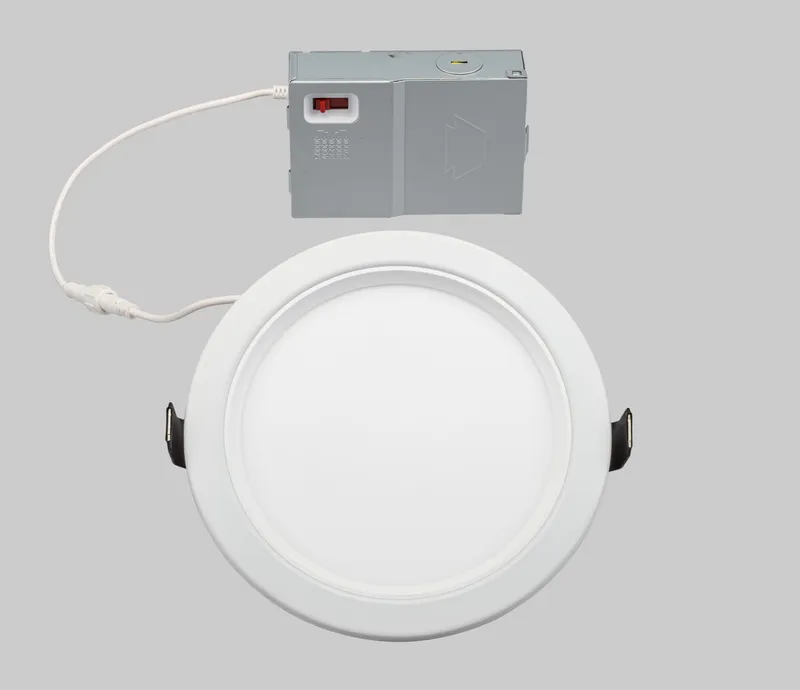 Fire Rated 6in Circular LED Recessed Wafer Downlight | Color Select | 15W | 2700/ 3000/ 3500/ 4000/ 5000K | 90CRI | 120V Input | Phase Dimming | Remote Driver