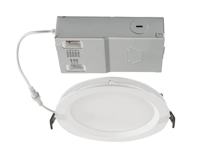 6in Circular LED Recessed Wafer Downlight feat. Power and Color Select, 14/12/10W, 2700/3000/3500/4000/5000K, 90CRI, 120-277V Input, 0-10V Dimming, Remote Driver