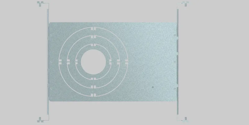 New Construction Mounting Plate for all Slim and Regressed Wafer Downlights (4", 6", 8"). Used for Joist and T-grid Installations.