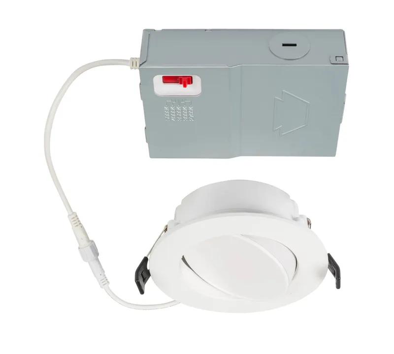 4in Gimbal Wafer Downlight feat. Color Select, 8W, 2700/3000/3500/4000/5000K, 90 CRI, 120V Input, Phase Dimming, Remote Driver