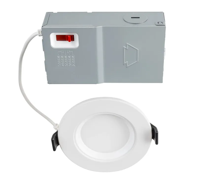 3in Circular LED Recessed Wafer Downlight feat. Color Select, 6.5W, 2700/ 3000/ 3500/ 4000/ 5000K, 90CRI, 120V Input, Phase Dimming, Remote Driver