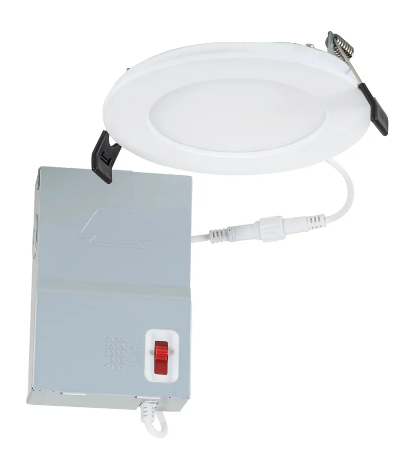 4in Circular LED Slim Wafer Downlight feat. Color Select, 9W, 2700/3000/3500/4000/5000K, 90CRI, 120V Input, Phase Dimming, Remote Driver