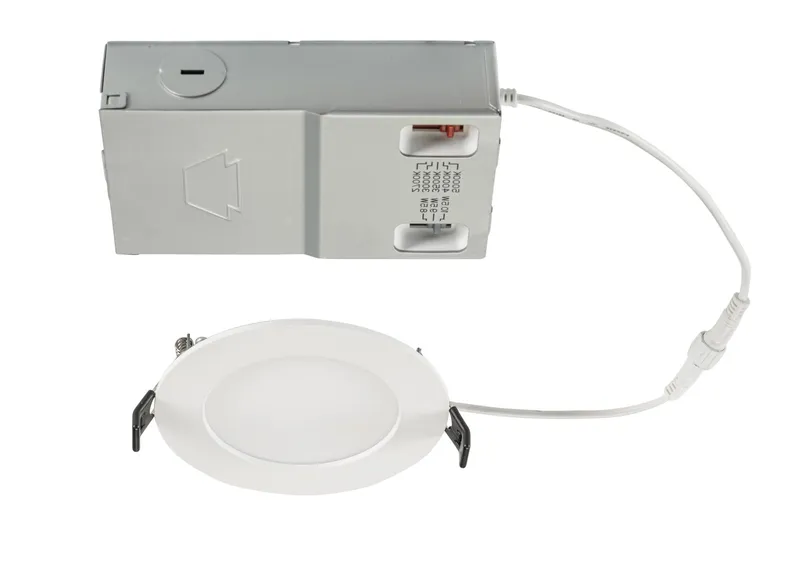4in Circular LED Slim Wafer Downlight feat. Power and Color Select, 10.5/9.5/8.5W, 2700/3000/3500/4000/5000K, 90CRI, 120-277V Input, 0-10V Dimming, Remote Driver