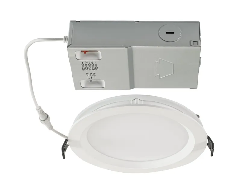 6in Circular LED Slim Wafer Downlight feat. Power and Color Select, 14/12/10W, 2700/3000/3500/4000/5000K, 90CRI, 120-277V Input, 0-10V Dimming, Remote Driver