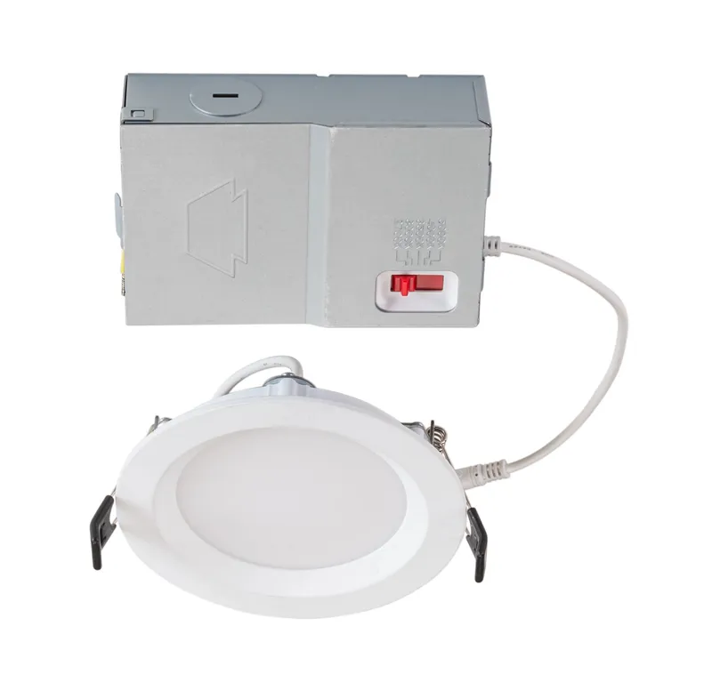 4in Circular LED Recessed Wafer Downlight feat. Color Select, 9W, 2700/3000/3500/4000/5000K, 90CRI, 120V Input, Phase Dimming, Remote Driver