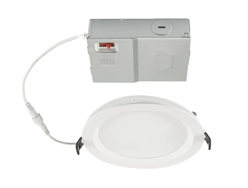 6in Circular LED Recessed Wafer Downlight feat. Color Select, 13W, 2700/3000/3500/4000/5000K, 90CRI, 120V Input, Phase Dimming, Remote Driver