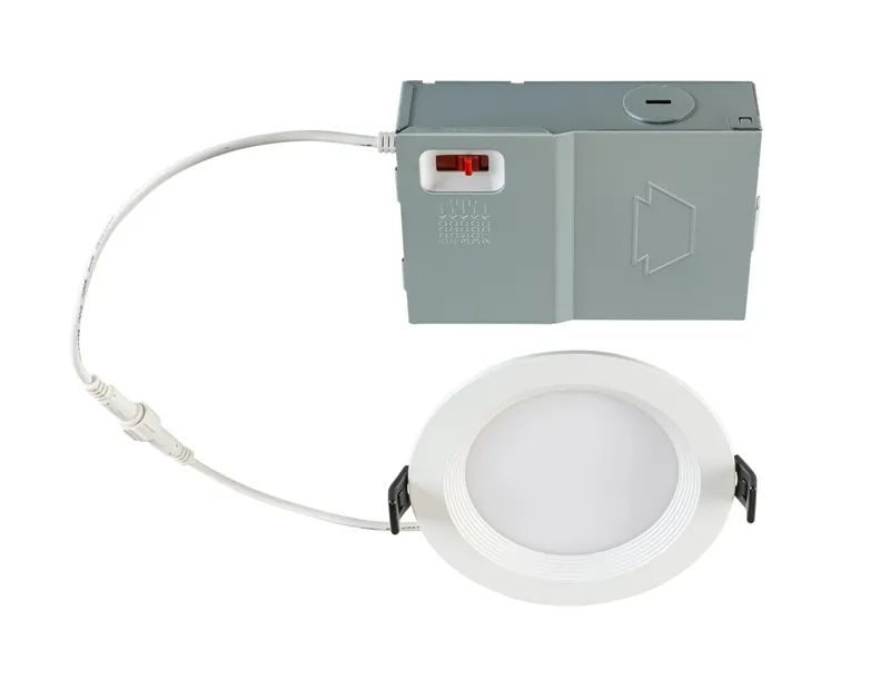 4in Circular LED Baffled Wafer Downlight feat. Color Select, 9W, 2700/3000/3500/4000/5000K, 90CRI, 120V Input, Phase Dimming, Remote Driver