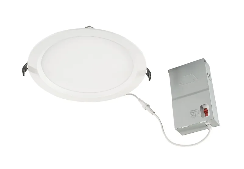 8in Circular LED Recessed Wafer Downlight feat. Color Select, 23W, 2700/3000/3500/4000/5000K, 90CRI, 120V Input, Phase Dimming, Remote Driver