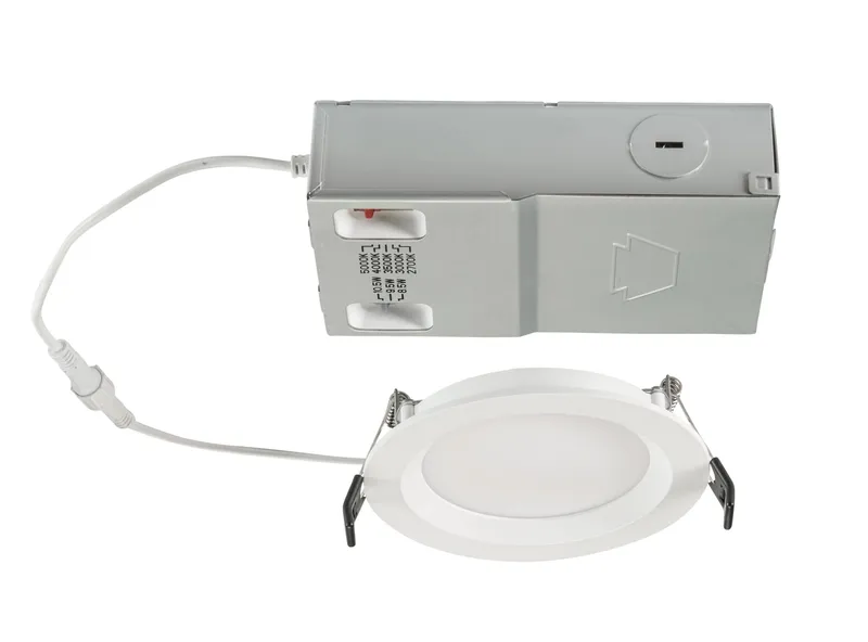 4in Circular LED Recessed Wafer Downlight feat. Power and Color Select, 10.5/9.5/8.5W, 2700/3000/3500/4000/5000K, 90CRI, 120-277V Input, 0-10V Dimming, Remote Driver