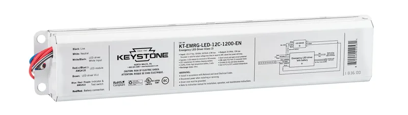 LED Emergency Back-Up, One Piece 12W Constant Wattage Design, Approx 1200 Lumens, 90 Min Operation, 120-277V Input. CEC T20 Compliant. Includes Instruction Sheets, Test Switch, Switch Plate Cover, and Wiring Accessories