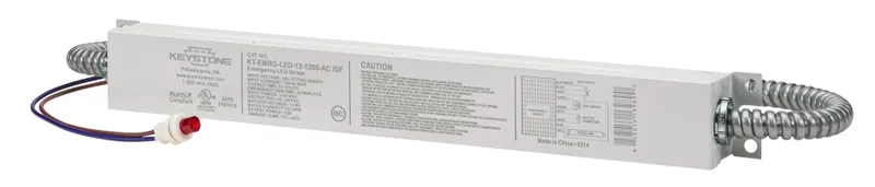 LED Emergency Backup, 12W - 1200 Lumen Constant Power Design. 120-277V Input. Dual Flex Cable Design. Installs on Primary Side of AC Powered LED load. Optimized for Type B Compact Lamps and LED downlight fixtures. CEC Complaint. Includes Instruction She