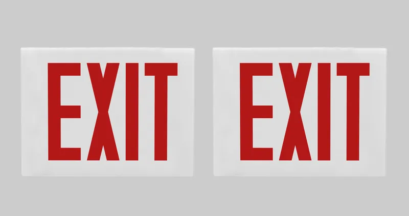 Exit Combo | Steel | Chicago Compliant | Style 1 | White Color | Single Facing | Red Lettering | 6500K Dual Heads | Surface Mount | 120-277 Vac Input | Emergency Battery Backup | Additional Faceplate Included: EXIT