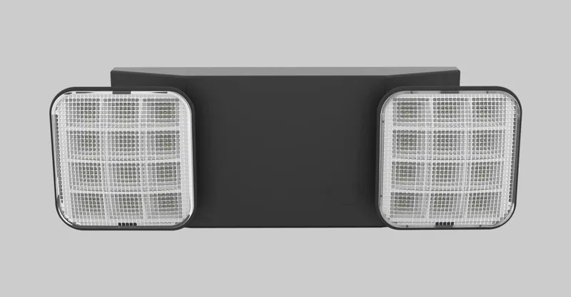 Emergency Light | Thermo Plastic | Style 1 | Black Color | 6500K Dual Heads | Surface Mount | 120-277 Vac Input | Emergency Battery Backup