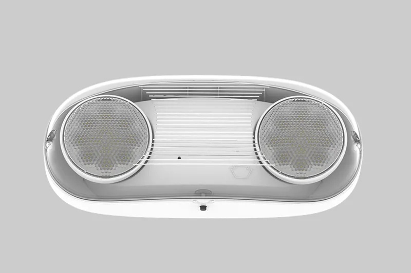 Emergency Light | Thermo Plastic | Style 3 | Wet Rated | White Color | 6500K Dual Heads | Surface Mount | 120/277 Vac Input | Emergency Battery Backup