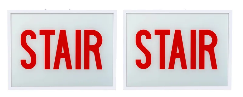 Exit Sign | Steel | Chicago Compliant | Style 1 | White Color | Single Facing | Red Lettering| Surface Mount | 120-277 Vac Input | Emergency Battery Backup | Additional Faceplates Included: STAIR x2