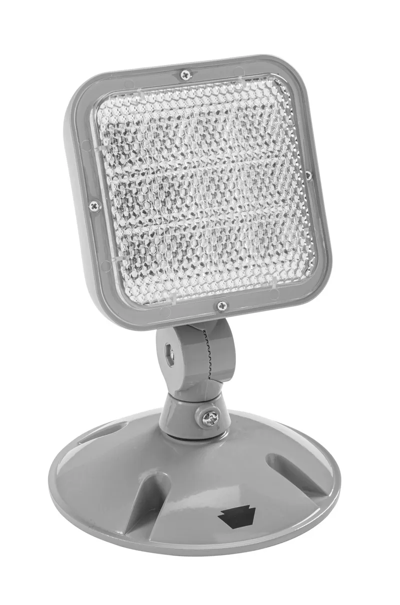 Emergency Light | Outdoor | Remote Single Head | Style 2 | Silver Color | 6500K Single Head | Surface Mount | Low Voltage Input
