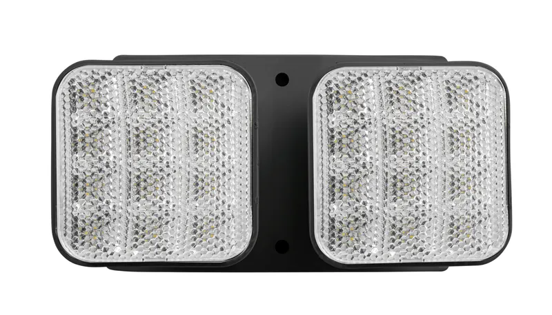 Emergency Light | Thermo Plastic | Remote Double Head | Style 1 | Black Color | 6500K Dual Heads | Surface Mount | Low Voltage Input