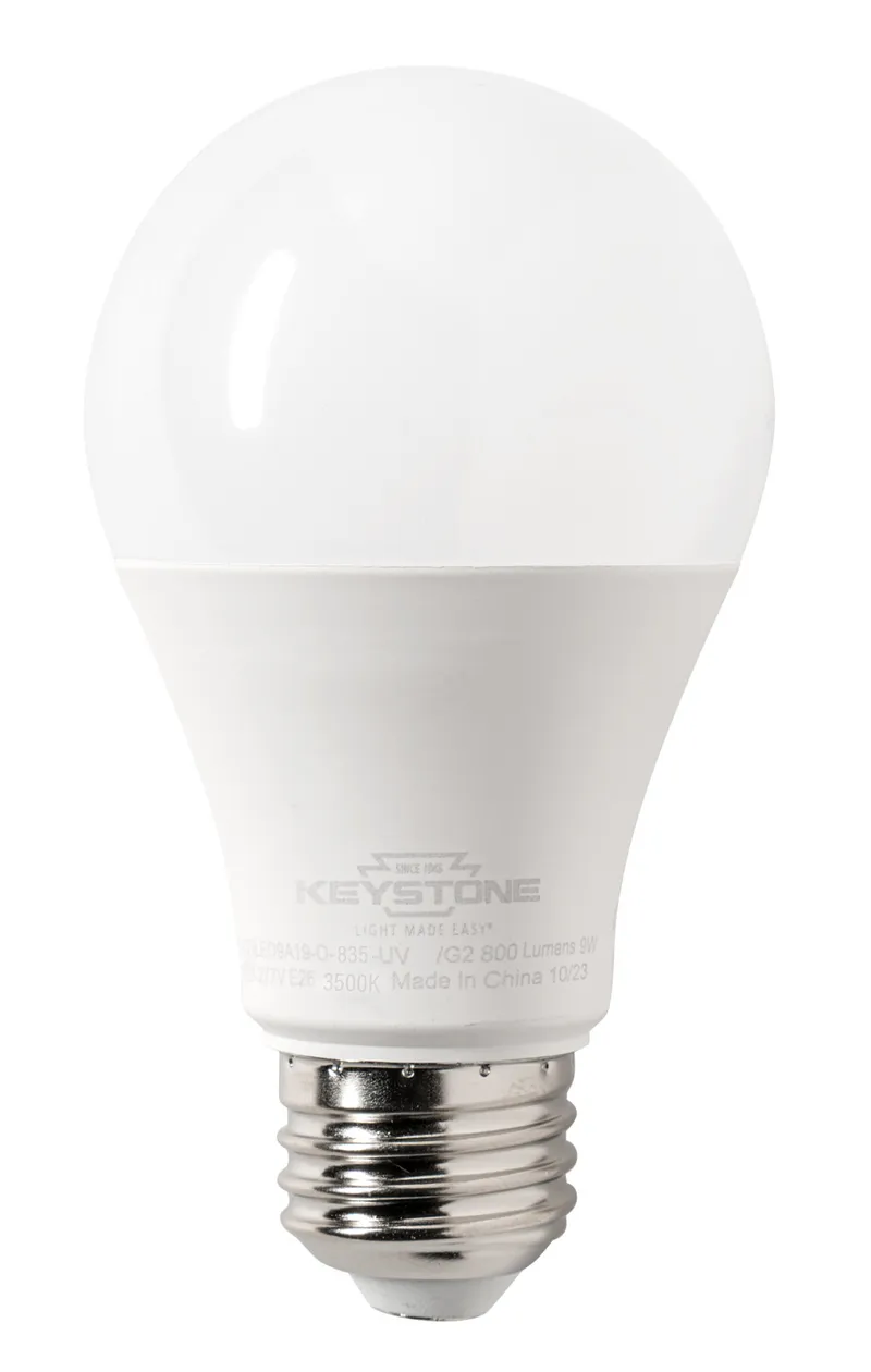 A19 Omni-Directional Bulb, 60W Equivalent, E26 Medium Base, 3500K, 80 CRI, Universal Voltage 120-277V, Generation 2