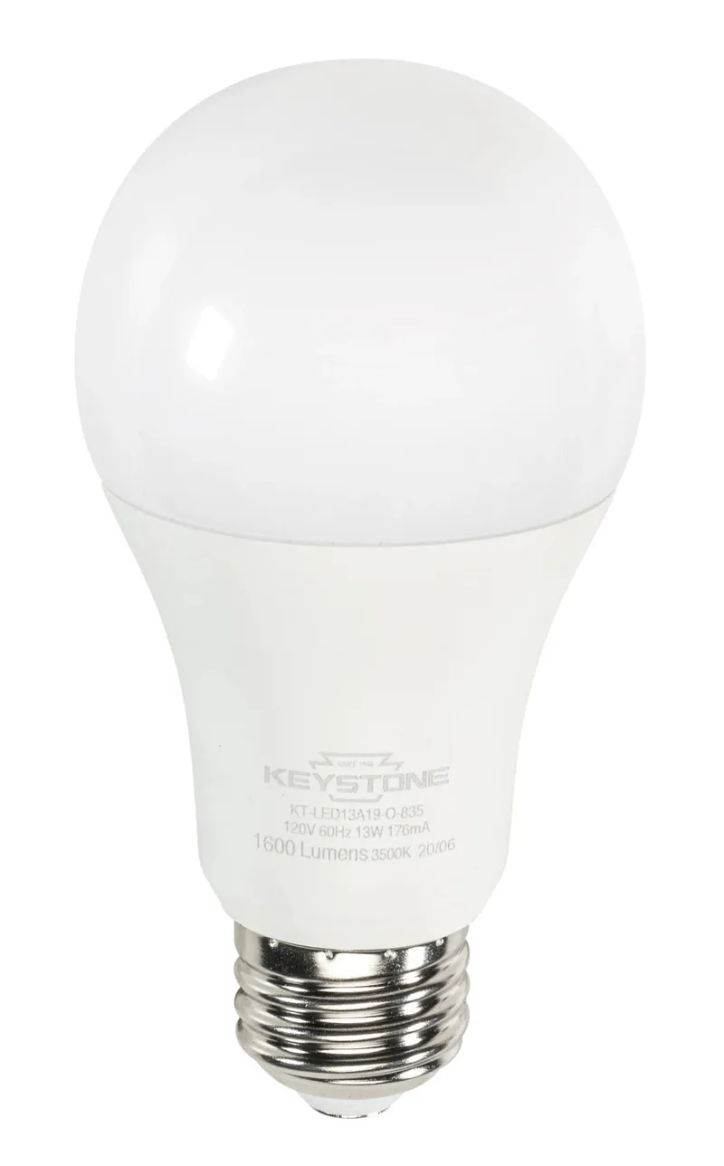A19 Omni-Directional Bulb, 100W Equivalent, E26 Medium Base, 3500K, 80 CRI, Generation 3