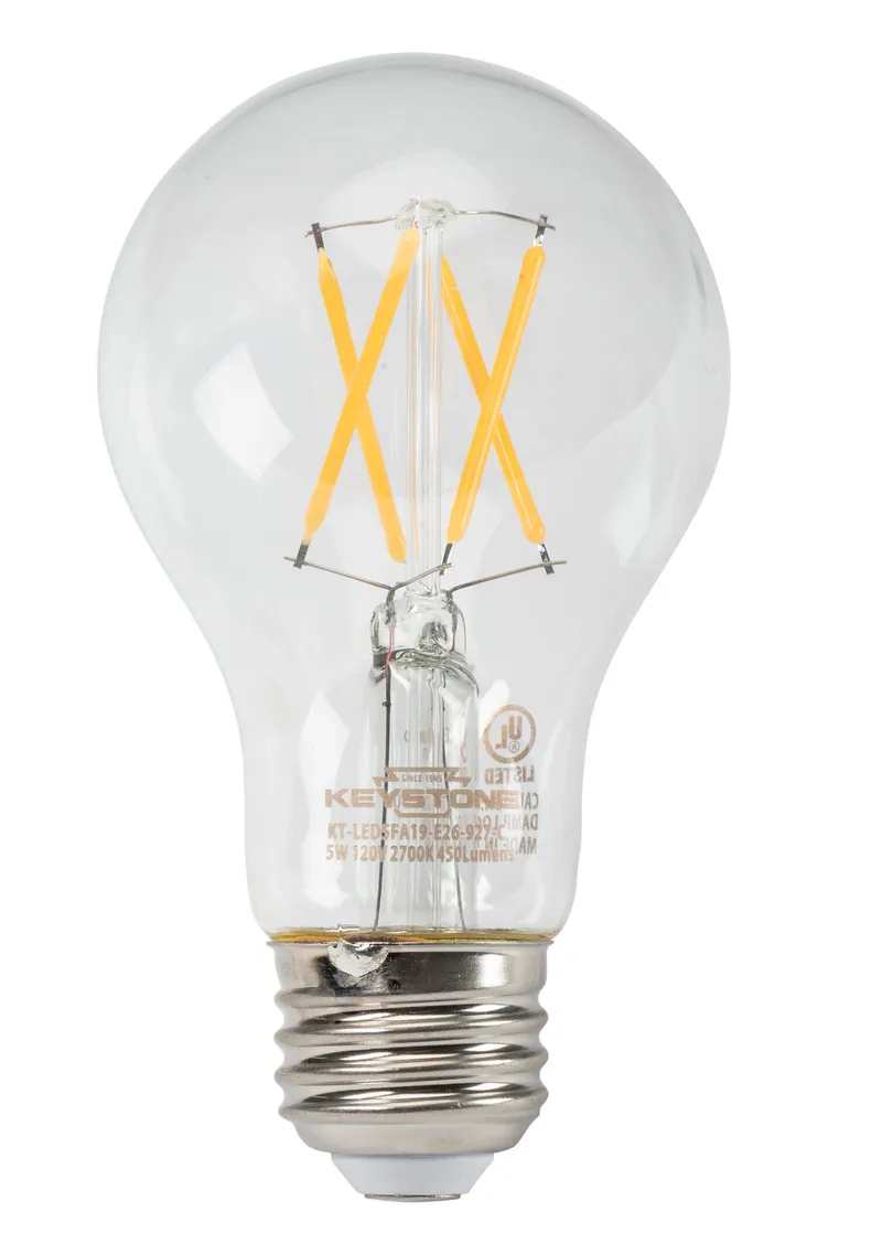 A19 Filament Bulb, 60W Equivalent, E26 Medium Base, 2700K, 90CRI, Clear