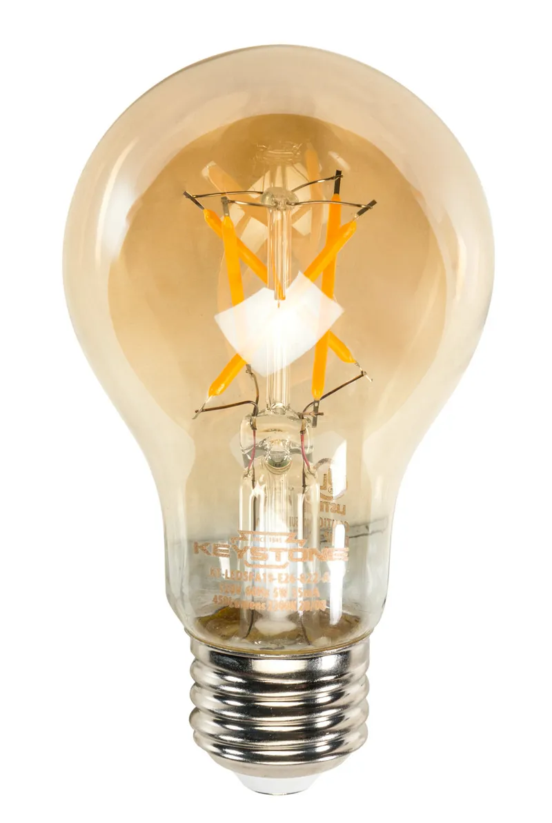 A19 Filament Bulb, 60W Equivalent, E26 Medium Base, 2200K, 80CRI, Amber