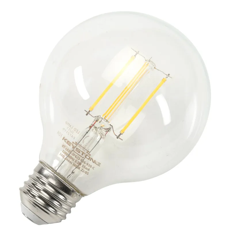 Globe Filament Bulb, 60W Equivalent, G25 shape, E26 Medium base, 3000K, 90 CRI, Clear