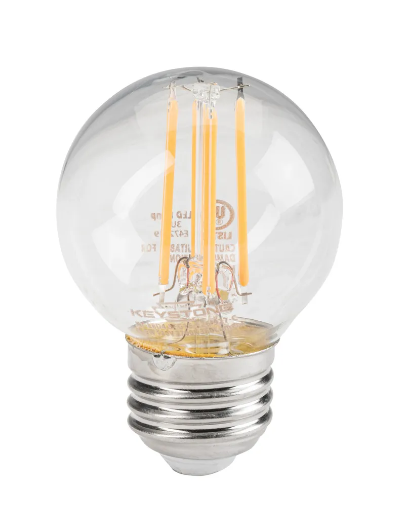 Small Globe Filament Bulb, 40W Equivalent, G16.5 shape, E26 Candalbra base, 3000K, 90 CRI, Clear