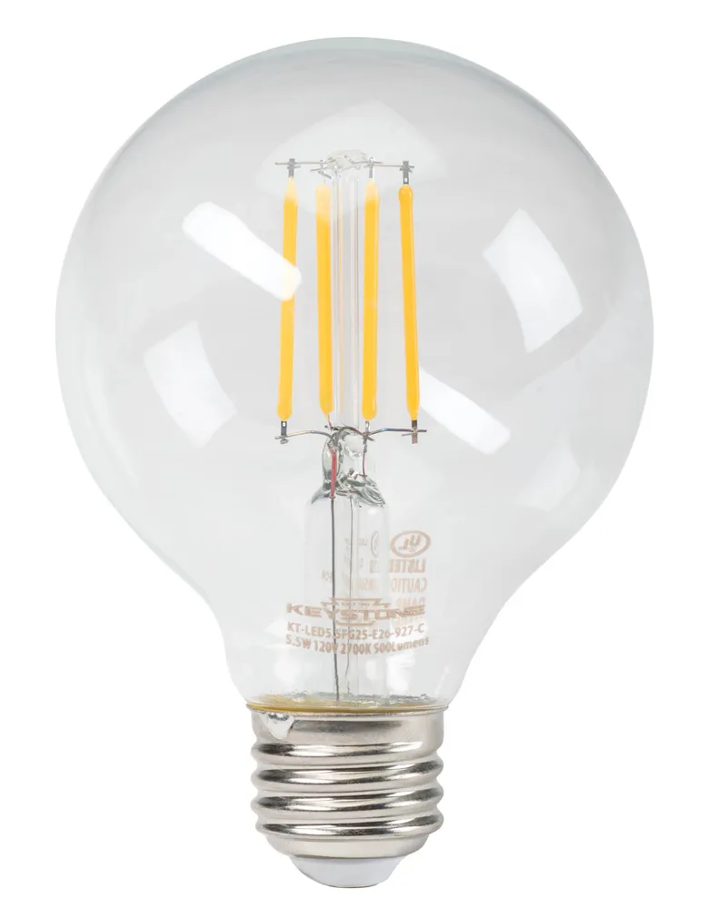 Globe Filament Bulb, 60W Equivalent, G25 shape, E26 Medium base, 2700K, 90 CRI, Clear