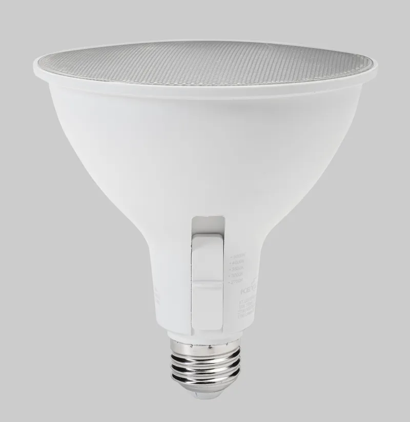 15W PAR38 Flood | 120W equivalent | 25 deg beam angle | E26 medium base | Color Select 27/30/35/40/50K | 120V input | 90 CRI | Generation 4