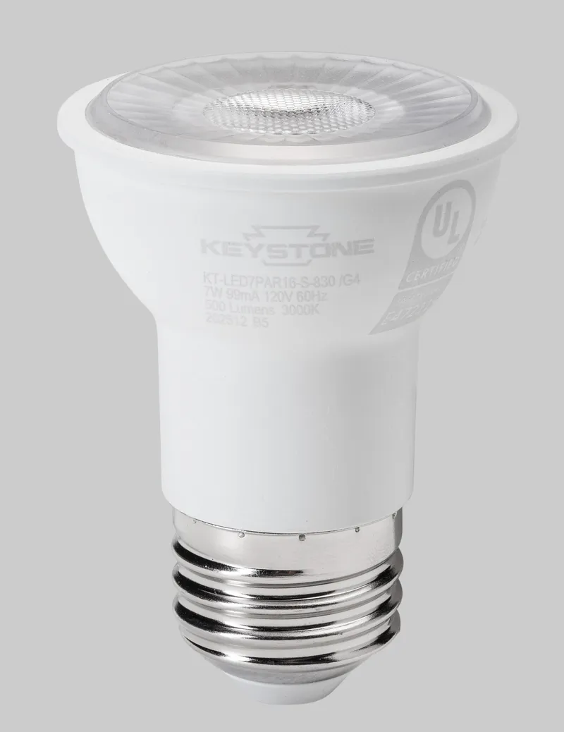 7W PAR16 Spotlight | 50W equivalent | 40 deg beam angle | E26 medium base | 3000K | 80 CRI | Generation 4